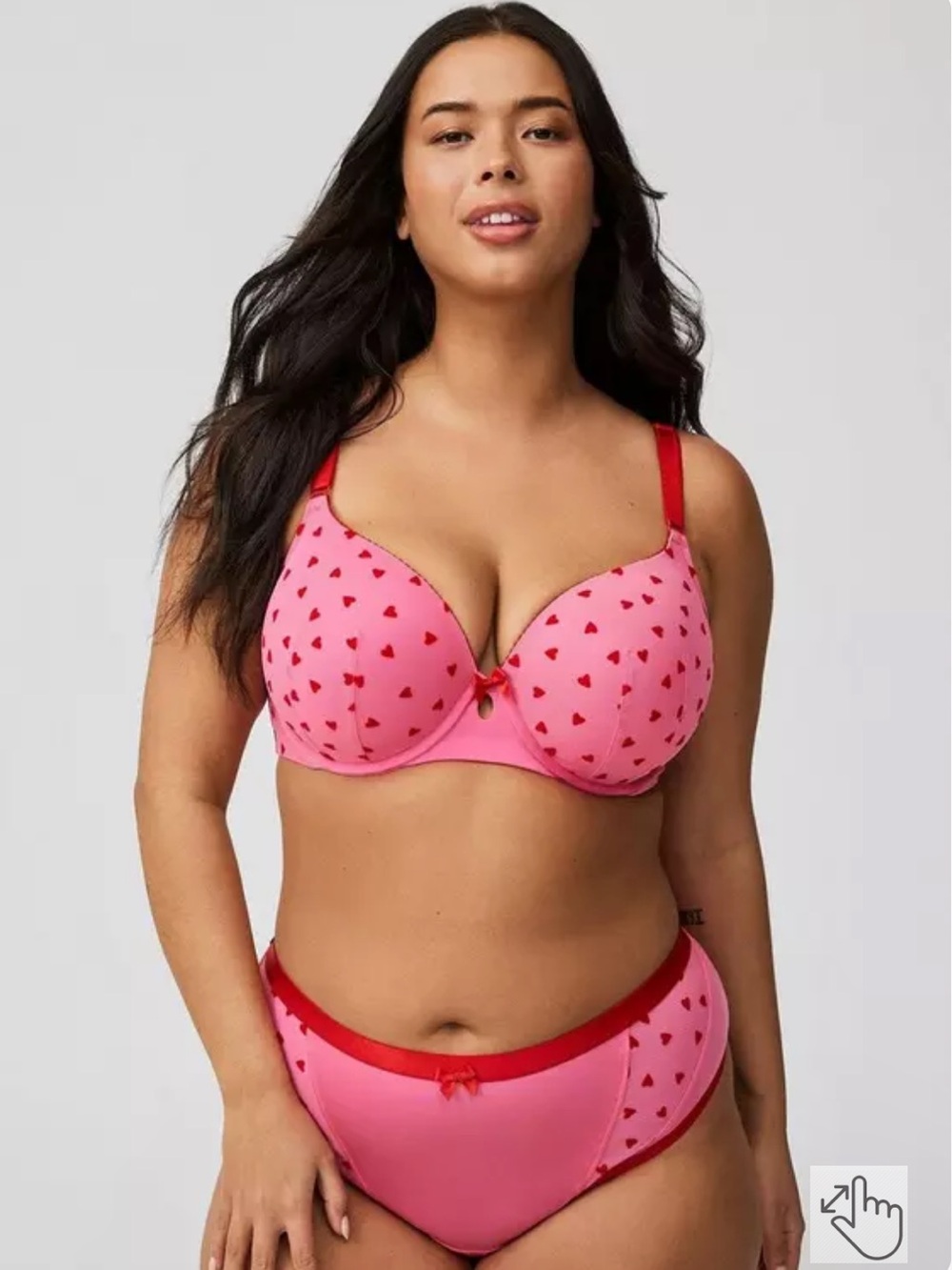 NWT(46F) Torrid Perfect T-Shirt Lightly Lined Bra Hearts Out Pink Red Mesh
